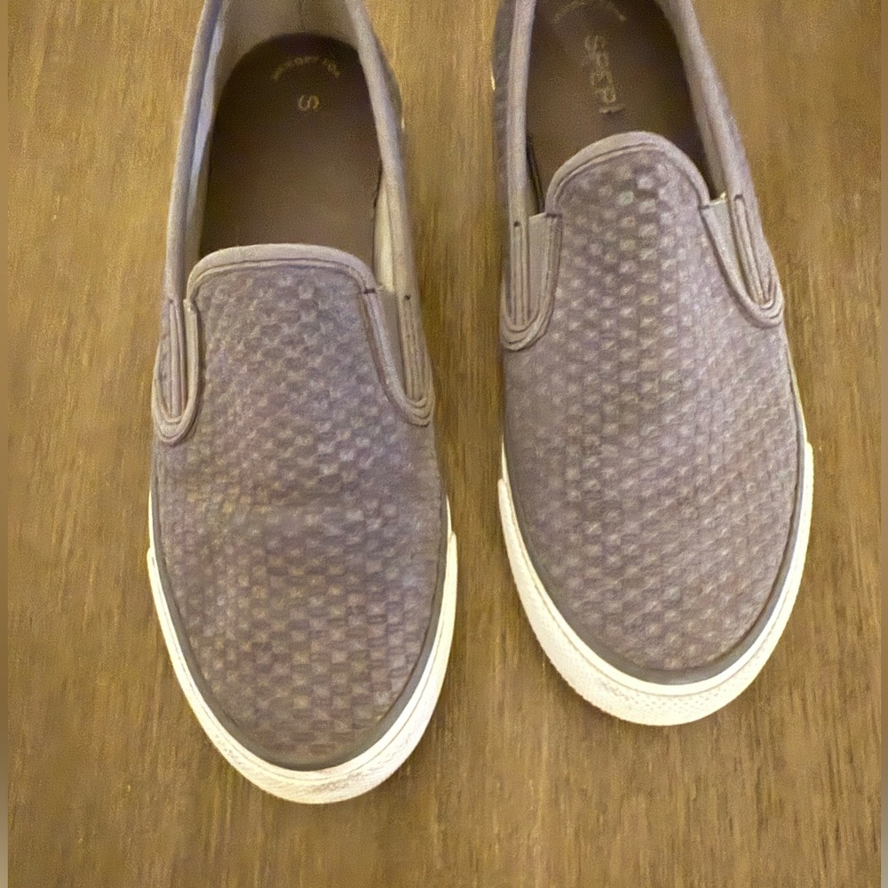 Sperry Gray Flats with Textured Fabric and Elastic Inserts